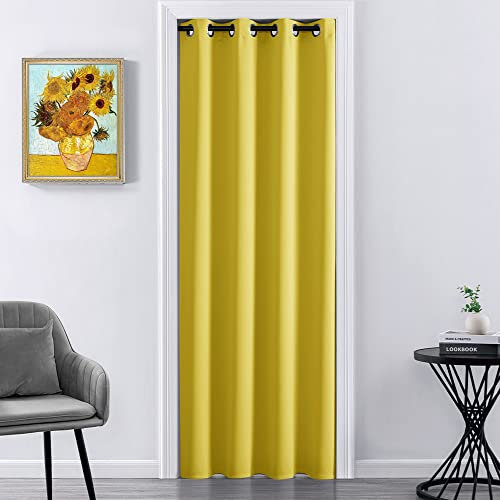 XTMYI Spring Door Decor for Doorway,Sunflower Lemon Yellow Kitchen Curtains for Door Covering Shade,80 Inch Length