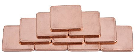 ciciglow Kühlkörper-Kupferunterlegscheibe, 10 Stück 20 * 20 Mm GPU CPU Thermal Heatsink Copper Pad Shim 401 W/mk 0.3/0.5/0.8/1.0/1.2/1.5mm für Laptop-Desktop-Computer(0.3mm)