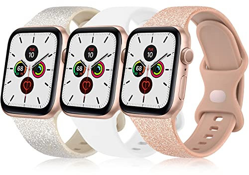 Bracelets Compatible avec Apple Watch Series 9 8 7 6 5 4 3 2 45mm 41mm 44mm 40mm 42mm 38mm,Bracelet en Silicone pour Apple Watch SE 9 8 7 6 5 4 3 2