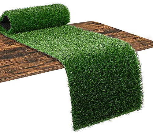 XLX TURF Artificial Grass Table Runner 12 x 48 Inch, Green Tabletop Centerpiece Decor for Party, Christmas, Birthday, Banquet