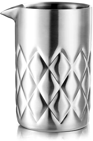 Nicunom 540ml Cocktail Mixing Glass, 304 Stainless Steel Martini Stirring Glass, Double Walled Bar Mixing Pitcher, Seamless Glass Shaker with Weighted Bottom, Mixing Glass for Bartenders