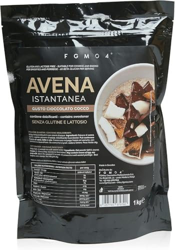 FGM04 - Avena istantanea in Polvere 1000 g - Ideale per Porridge, Pancake, Shake proteici - per Colazione Fitness e Snack - Confezione da 1 KG (1 Unità (Confezione da 1), Cioccolato Cocco)