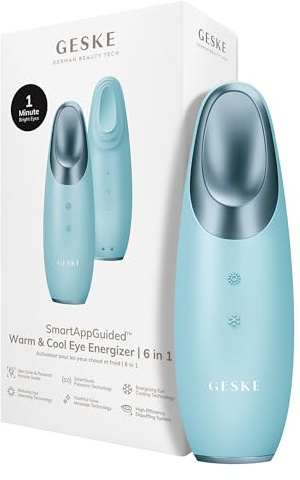 GESKE Warm & Cool Eye Energizer | 6-in-1 Augenmassagegerät | SmartAppGuided™ | Massagegerät gegen Augenringe | Tränensäcke und Schlupflider entfernen | Elektrische Augenmassage