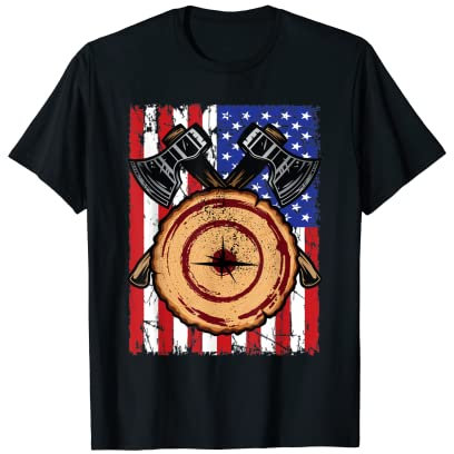 Axe Throwing Hatchet Throwers Axe Thrower American Flag T-Shirt