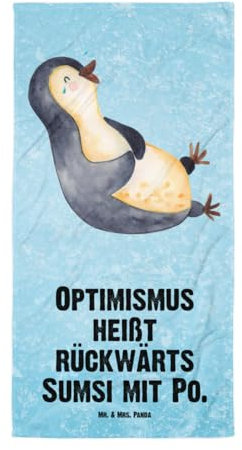 Mr. & Mrs. Panda XL Badehandtuch Pinguin Lachen - Geschenk, Freude, Strandtuch, Fröhlichkeit, witzig, Optimismus, Fröhlich, Badetuch, Duschtuch,