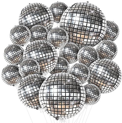 KatchOn, Silver Disco Ball Balloons - 32 Inch | Disco Party Decorations | Disco Ball Prom Balloons | Disco Ball Decorations | Graduation Decorations 2025