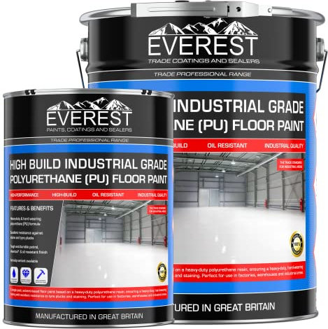 Everest Trade - Industrial Concrete Floor Paint - High Build Polyurethane Resin Based (Grey, 20 Litre)