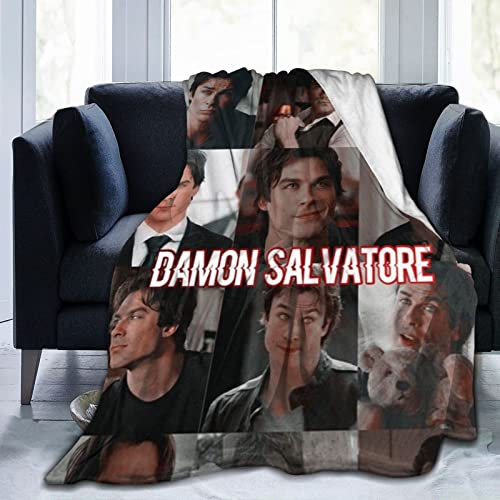 Gemütliche Damon Thow-Decke aus Plüsch, Salvatore, Flanelldecke, Bettwäsche, warmes Fleece, weiche Decke für Sofa, Couch, Wohnzimmer, Büro, Auto, Camp, Stranddecken, 127 x 102 cm