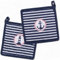 2er-Set Topflappen Topfhandschuhe Ofenhandschuhe hitzebeständig, waschbar, zum Kochen Backen (20x20cm, Gestreift Maritim)