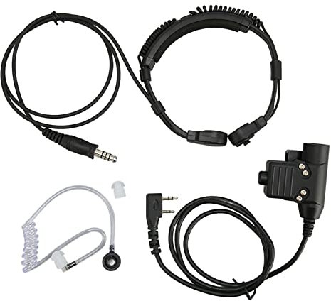 Kehlkopfmikrofon-Headset mit U94 Tactical PTT für UV-5R BF-888S BF-F8HP BF-F9 UV-82 UV-82HP UV-82C, für Kenwood H777 RT7 RT21 RT2