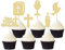 Gyufise 24 Stück Cupcake-Dekorationen für die Erstkommunion, Glitzer, Taube, Kreuz, Gottessegen, Cupcake-Picks, christliche Baby-Taufe, Thema, Kuchendekorationen für Babyparty, Partyzubehör, Gold