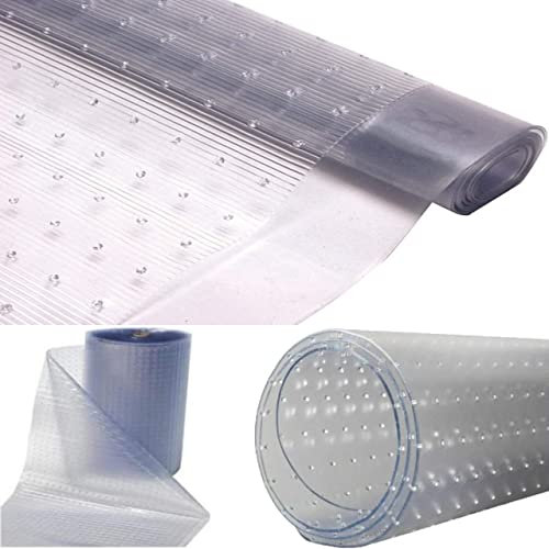 Z&A Vinyl Plastic Carpet Protector - Heavy Duty Anti Slip Grippers Waterproof Clear Sheet - Thick Film Roll Hallway Room Stairs Kitchen Floor Protection Runner - Safety From Dirt Muds (1ft x 27 Inch)