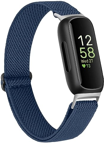 Elastic Nylon Straps Compatible with Fitbit Inspire 3 Strap for Women Men, Soft Adjustable Stretchy Sport Bands Replacement Wristband for Fitbit Inspire 3 Fitness Tracker (Blue)