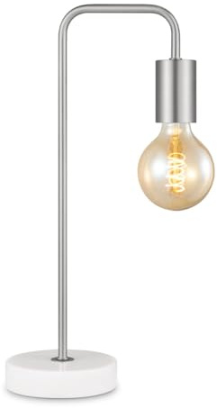 Home Sweet Home E27 Tischlampenfuß mit 1.8 m klarem Kabel und Schalter | Sand-Nickel | Kombinierbar mit Glühbirne | Ideal für Schlafzimmer