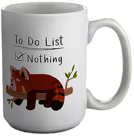 Shopagift Funny Red Panda Mug Lazy Sleeping Nothing White 15oz Large Gift Ceramic Cup