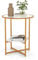 LIFEZEAL Mesa Auxiliar Redonda de Cristal Templado, Mesita de Sofá de 2 Pisos, Mesa Auxiliar de Estructura Metálica, Diseño Moderno, 50 x 50 x 60 cm, Dorado