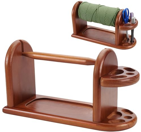 WEBEEDY Garnknäuelhalter Aus Holz Zum Häkeln Stricken Garnständer Ständer Horizontaler Spinner Nähgarn-Aufbewahrung Organizer Für Garn Häkeln Strickzubehör