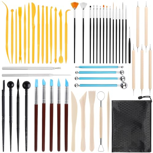 SVIPDDD 55 piezas de Herramientas ceramica, Herramientas de arcilla y accesorios para manualidades, pintura y manualidades para artistas y amantes creativos de la cerámica