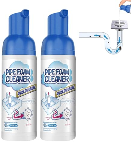 Abflussreiniger 60Ml, Intensiv Rohrreiniger für Löst Speisereste, Öle und Haare, Drain Pipe Foam Cleaner- Abflussreiniger Schaum für Küche Bad Waschbecken, Gegen Verstopfungen und Gerüche (2 Stück)