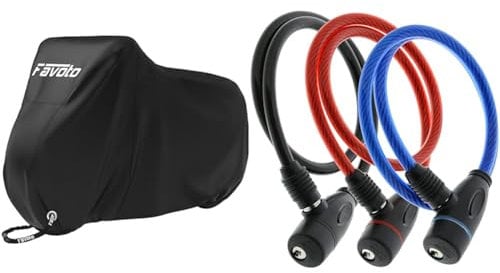 Favoto Bike Cover for 2 Bikes Waterproof 190T Bicycle Cover Outside Storage 29 Inch & Burg-Wächter , Bicycle lock 260 60, Standard (assorted colors)