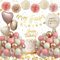 Déco Anniversaire Beige avec Ballons Or Rose Rétro, Pompons en Papier pour Filles et Femmes