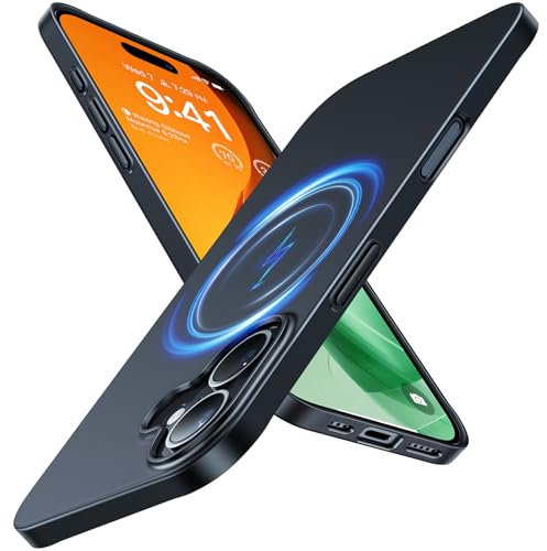 TORRAS Ultra Dünn für iPhone 16 Hülle für MagSafe [Nr. 1 Magnetkraft] Handyhülle iPhone 16 Stoßfest Kratzfest & Samtiger Griff Slim Hülle iPhone 16 Case Schwarz