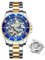 DAXIAOYU Herrenuhr Vollautomatische Mechanische Uhr Hohl Mode Wasserdicht Student Male Watch Water Ghost Series Tourbillon Uhr, Goldfarben/Blau, Luxuriös