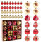 Zfseyuh 44 Stück Weihnachtskugeln Rot und Gold Bälle Dekoration für Weihnachtsbaum Weihnachtsbaum Deko Set für Festival Dekore Weihnachtsbaumschmuck