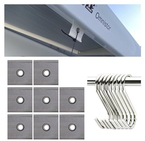 Adunsiaoto 8 Stück RV Markisenhaken, Tragbare Kederschiene Haken, Set Kederband Vorzeltkeder Markisenhaken Vorzelt Camping Wohnwagen, Kederöse Für Kederschiene 5/6mm - 7/8mm(Graumeliertes Weiß)