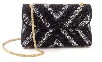YUEZHAN Abendtasche Damen Clutch Perlen Bankett Handtasche Gepaart Cheong Sam Abendkleid Tasche Cross Body Bag Eine Größe Schwarz