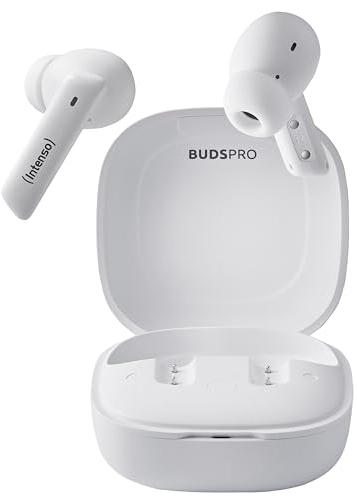 Intenso Buds Pro - TWS True Wireless Kopfhörer T512HAE mit Hybrid ANC, ENC, Bluetooth und bis zu 35 Std. Musikwiedergabe, Weiß