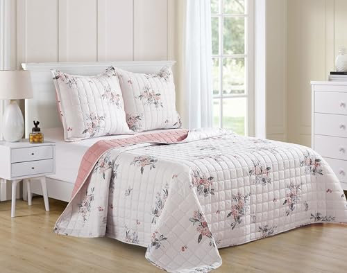 Fanny & Céline Couvre lit Boutis Percale 100% Coton 220X240cm avec 2 Taies_B-2-205