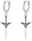 Rosen Dolch Ohrringe 925 Sterling Silber Rosen Tropfen Ohrringe Dolch Ohrhänger Rosen Schwert Schmuck Geschenk für Damen und Herren