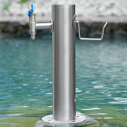 Freistehende Garten-Wassersäule mit Außenschlauchständer, Frostschutz-Wasserhahn aus Edelstahl 304 zur Bodenmontage, Wasserhahnpfosten für den Innenhof, Hydrant für Metall-Wasserbrunnen zum Bewässer