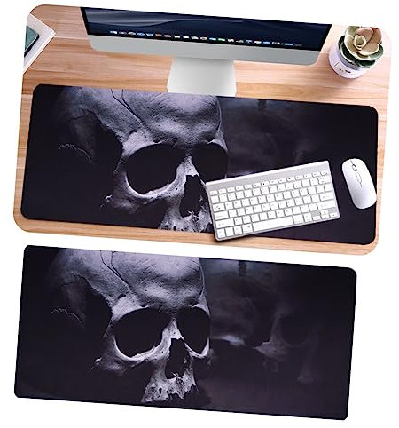 Lurrose Totenkopf-mauspad aus Naturkautschuk Großes Mauspad mit Totenkopf-Muster rutschfeste Unterseite Glatte Oberfläche für Büro und Gaming