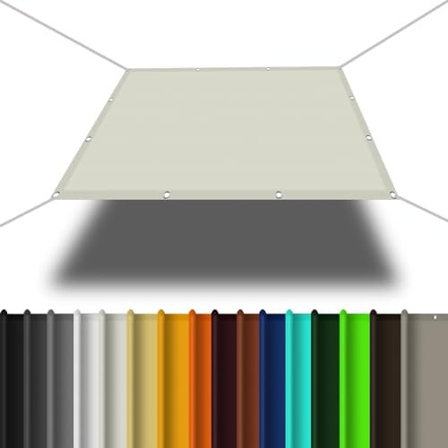 Tenda parasole grande 5 x 9 m, con corda resistente agli strappi, per esterni, cortile, pergola, prato, piscina, colore beige