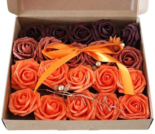 Aublinto Jardinera artificial con rosas para decoración del hogar