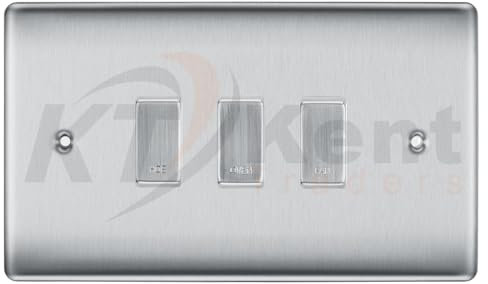 BG Brushed Steel 3 Gang Satin Chrome Custom Grid Switch Panel Kitchen Appliance