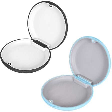 2 Stück Zahnprothesen Box, Zahnspangendose Zahnschiene Box Gebissdose Zahnprothesen Behälter Aufbewahrungsbox für Zahnersatz Geeignet für Reisen Und Den Täglichen Gebrauch (Schwarz, Blau)