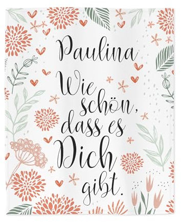 Herz & Heim® kleine Kuscheldecke mit Motivwahl und verschiedenen Personalisierungsmöglichkeiten (Wie schön DASS es Dich gibt)