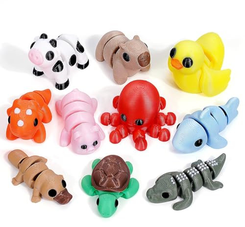 Joalpysm 10PCS 3D Printed Mini Animal Toys, Articulated Flexible 3D Printed Fidget Toy Set, 3D Printed Animals for Kids and Adults,Home Decor, Fidget Toys Set for Gifts