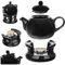 KADAX Teekanne 1L mit Stövchen Set, Kaffeekanne aus Keramik mit Deckel, Griff und Teestövchen, Kanne mit Teelicht Wärmer für Tee, Teeservice (Schwarz)