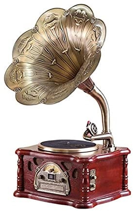 erkebspm Rekordspieler Vintage Gramophone Sound Wireless Bluetooth Home Record Player 106s Vinyl Record Player Big Horn Retro Recorder