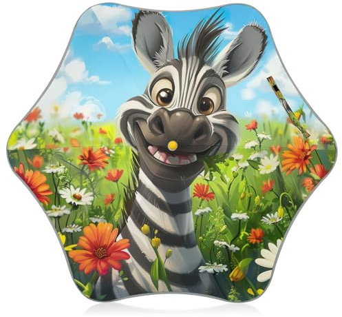 CHIFIGNO Niedlicher Regenschirm mit Zebra-Blumen, für Jungen und Mädchen, UV-Schutz, winddicht, mit reflektierendem Streifen