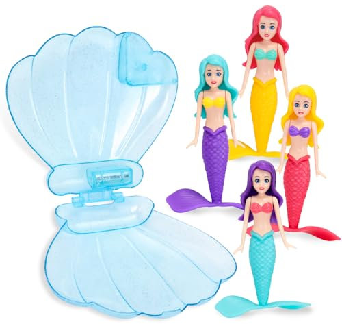 Mermaid Shell Pool Toy, 4PCS Mermaid & 1 Blue Shelll, Mermaid Diving Toys, Swimming Pool Toys, Diving Games Training Children's Gifts, Little Mermaid Party Supplies & Water Toys for Kids Aged 5 & Up