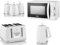 Swan Serenity White 1.7L 3KW Kettle, 4 Slice Toaster, Canisters and 20L 700W Manual Microwave SM4420WHT. Contemporary Design Matching Kitchen Set of 6 in Matt White Finish