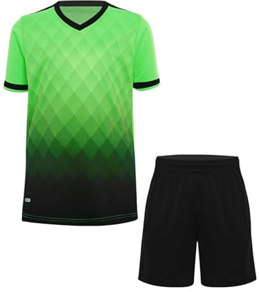 Sinleey Set Trainingsanzug Sportanzug Sommer Jungen Kinder Kurzarm T-shirt Trikot mit Kurze Hosen Jogginganzug Fußball