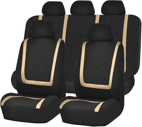 LEMAS Auto Sitzbezüge Sets für BMW X3 2.0d, 5 Sitzer Allwetter Atmungsaktiv Autositz Schonbezug Innenraum Zubehör,D-Beige
