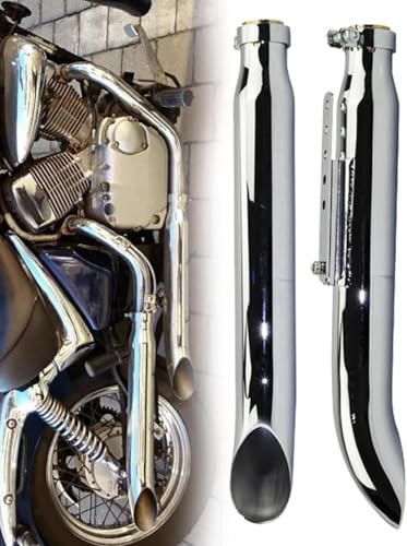 1 Paar Auspuff Schalldämpfer Motorrad Für Harley Und Suzuki VL 125/800/1500 Intruder Bobber, Chrom, Verjüngt, Drehen Heraus, Eisen, Zubehör-Chrome