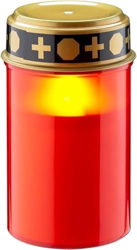 goobay 77757 LED Grave Light with Battery, Grave Candles, Outdoor Graveyard Candles, Grave Lights, Eternal Light, Grave Lamp, red, Battery Operated, 2 x AA Mignon (Not Included)